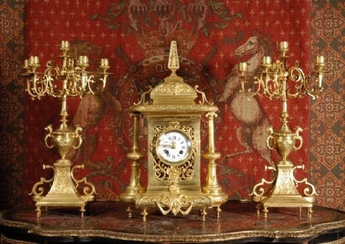**** Sold **** Japy Freres Antique French Clock Set - Superb Quality